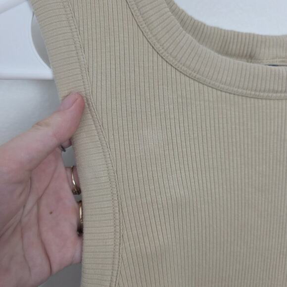Old Navy Cream Neutral Ribbed Minimalist Sleeveless Midi Dress Size 2XL - Picture 3 of 10